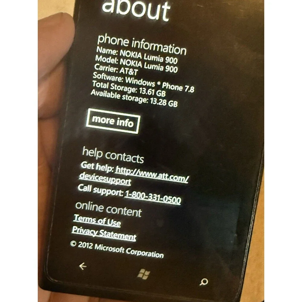 Nokia Lumia 900 – AT&T – Factory Reset – Windows Phone 7.8 – W/simcard